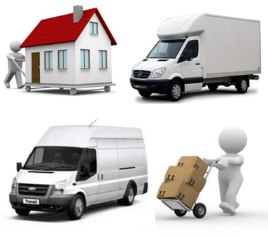 removals van and house image